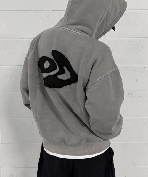 PLUMPY LOGO HOOD ZIP UP MELANGE GRAY