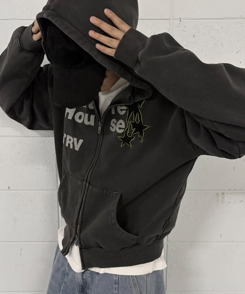MELTING STAR HOOD ZIP UP BLACK CHARCOAL