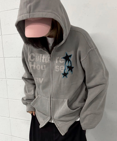 MELTING STAR HOOD ZIP UP MELANGE GRAY