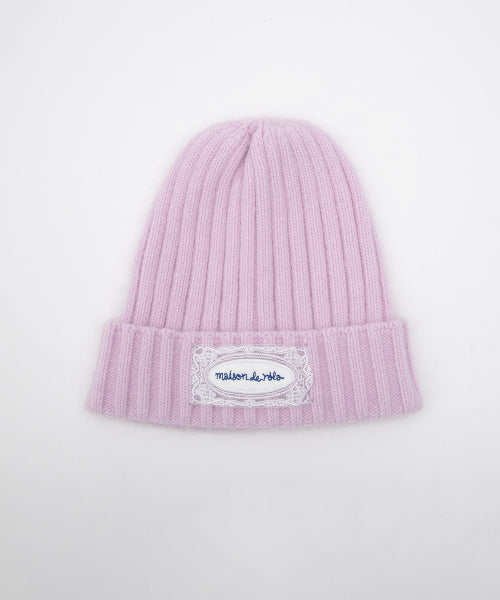 LACE LABEL ANGORA KNIT BEANIE PINK