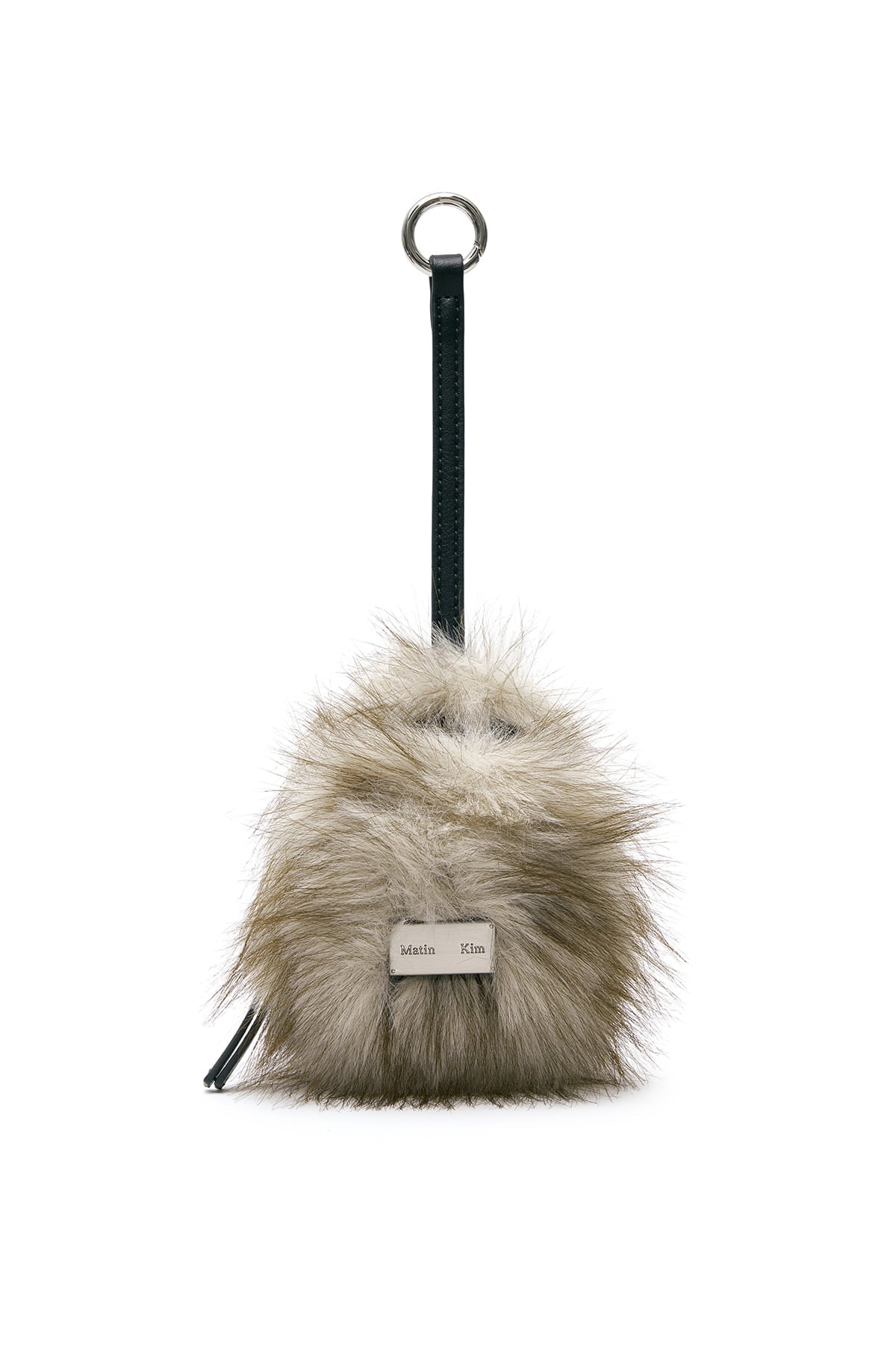 HAIRY FUR MINI CUBE POUCH IN BEIGE