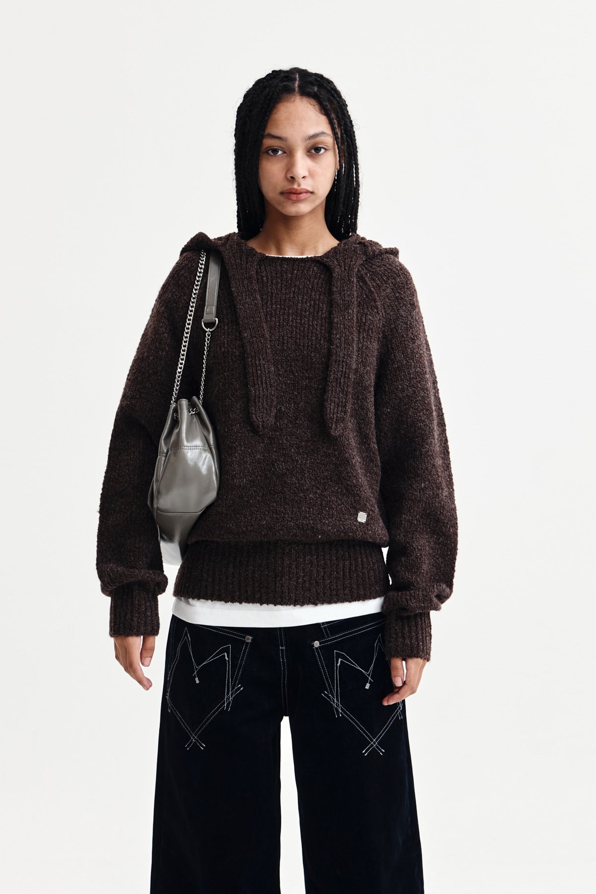 MUFFLER POINT HOODY PULLOVER IN BROWN