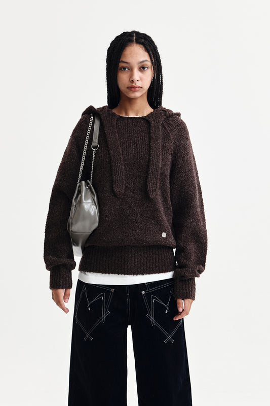 MUFFLER POINT HOODY PULLOVER IN BROWN
