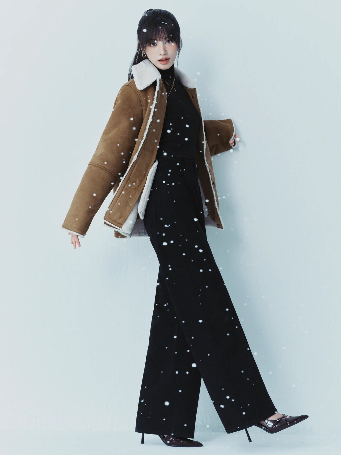Leopard Wide Pants - Black
