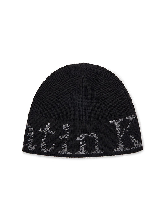 CRACKED LOGO BUCKET BEANIE IN BLACK