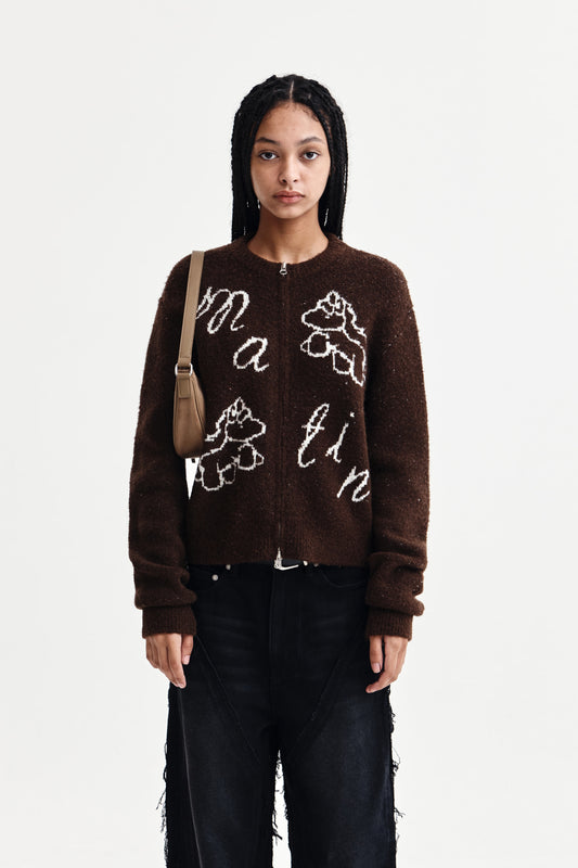 MATIN PONI CONI KNIT ZIP UP IN BROWN