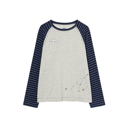 AEAE Cinnamoroll Stripe Knit Sleeve Tee Navy