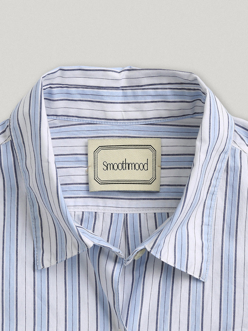 ★[IVE Gaeul Worn] 【Smoothmood】Aberdeen Logo Striped Shirts Classic Blue (6th)