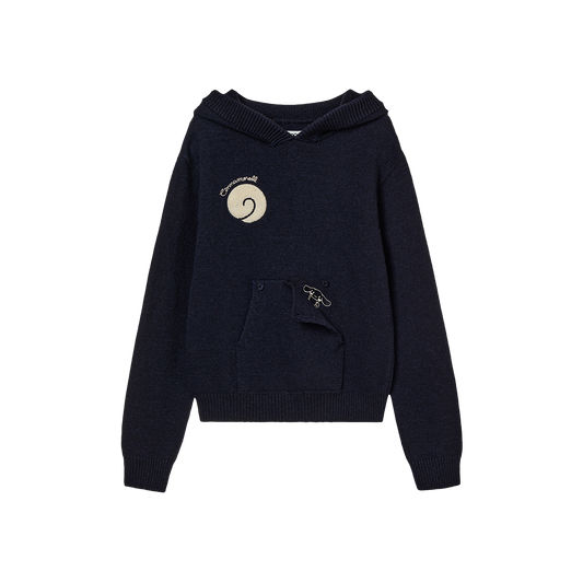 AEAE Cinnamoroll Tail Knit Hoodie Navy