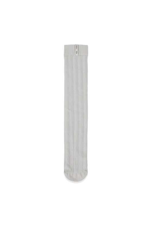 METAL RIBBED STOCKING SOCKS IN IVORY
