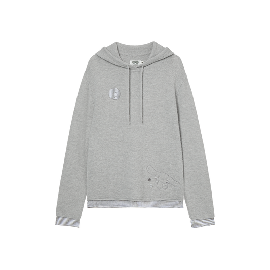 AEAE Cinnamoroll Layered Sleeve Hoodie Light Grey