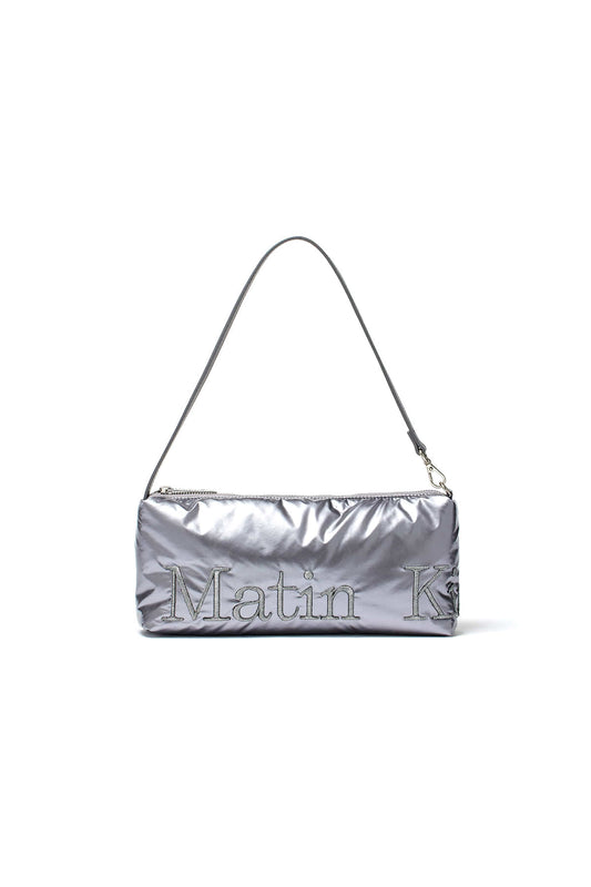 GLOSSY LOGO STITCH MINI SHOULDER BAG IN SILVER