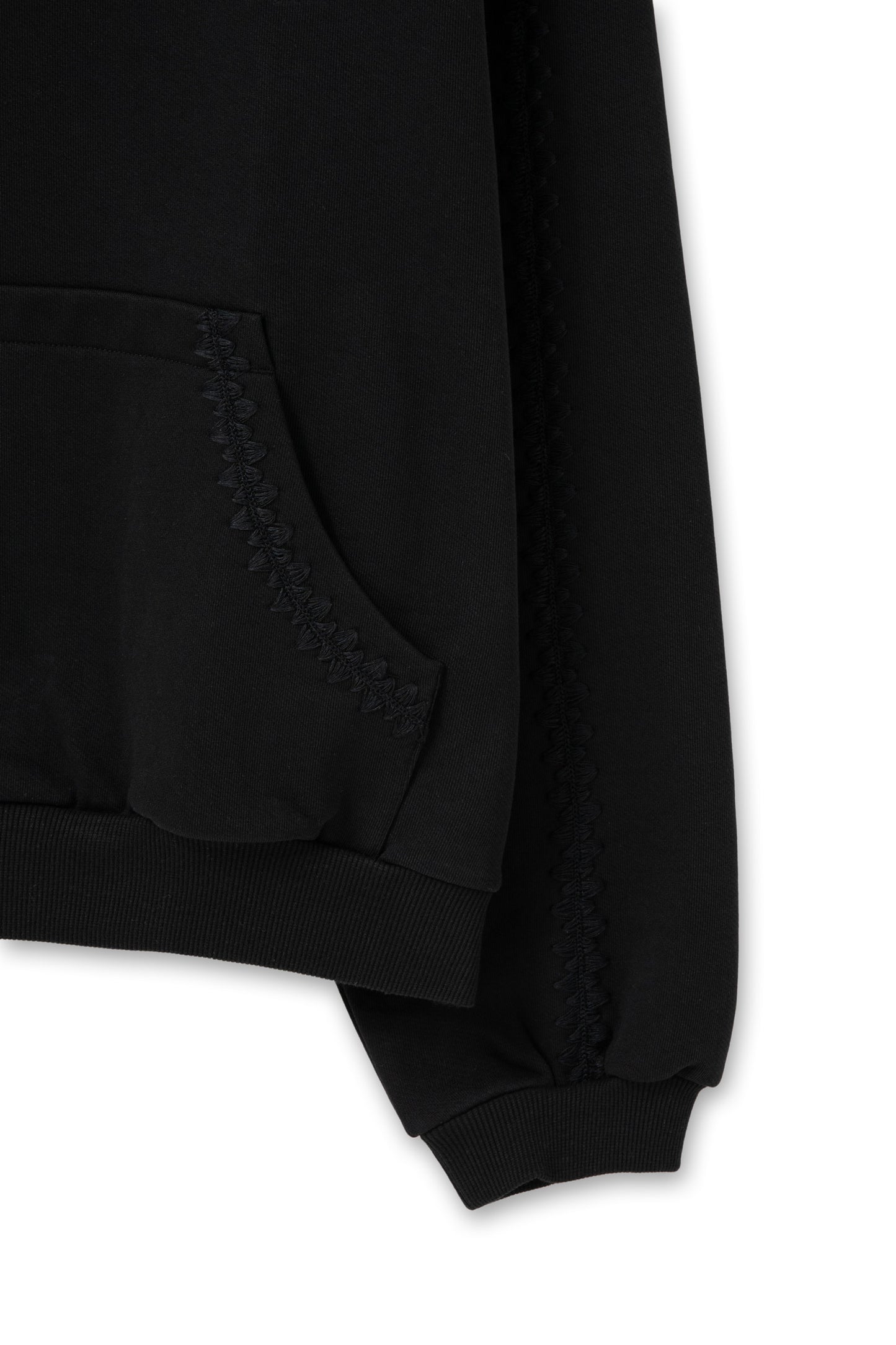 ★[ZEROBASEONE Ricky Worn] 【WOOYOUNGMI】Black line embroidered hooded T-shirt