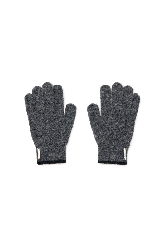 BOUCLE KNIT GLOVES IN CHARCOAL