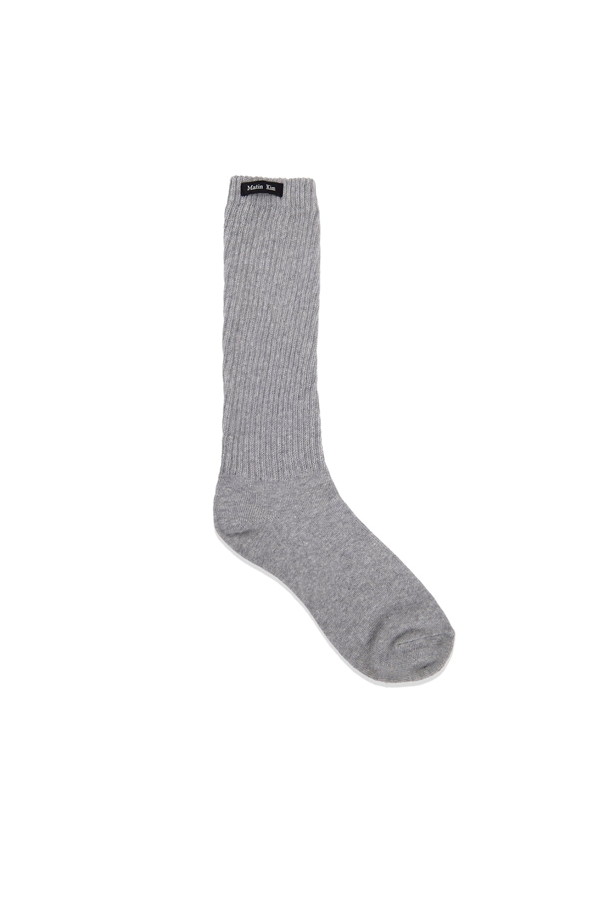 SMALL LOGO POINT RIBBED SOCKS IN GREY