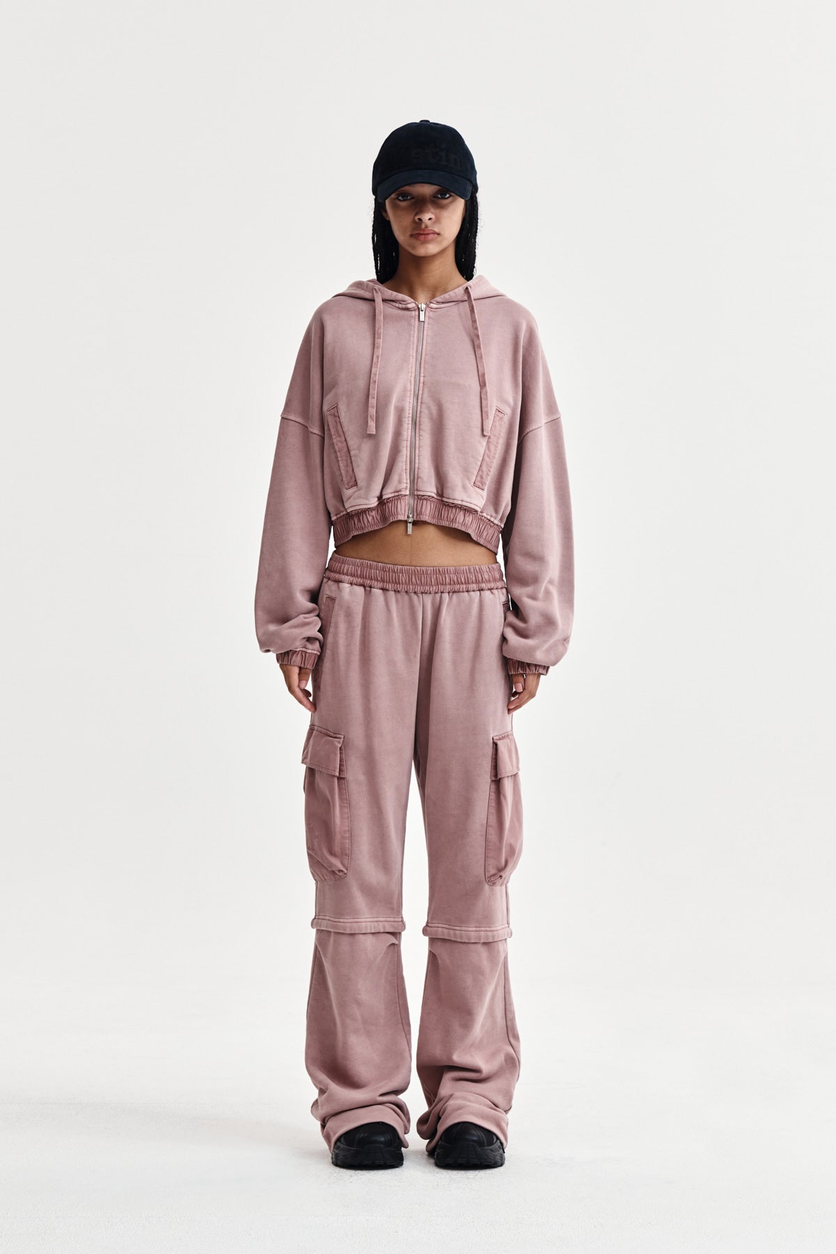 PIGMENT DYED CARGO PANTS FOR WOMEN IN PINK