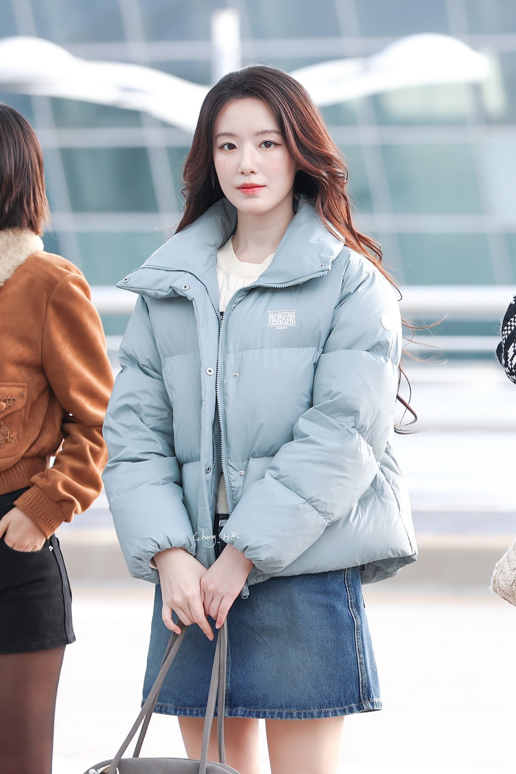 W WIDE COLLAR DOWN JACKET ash blue