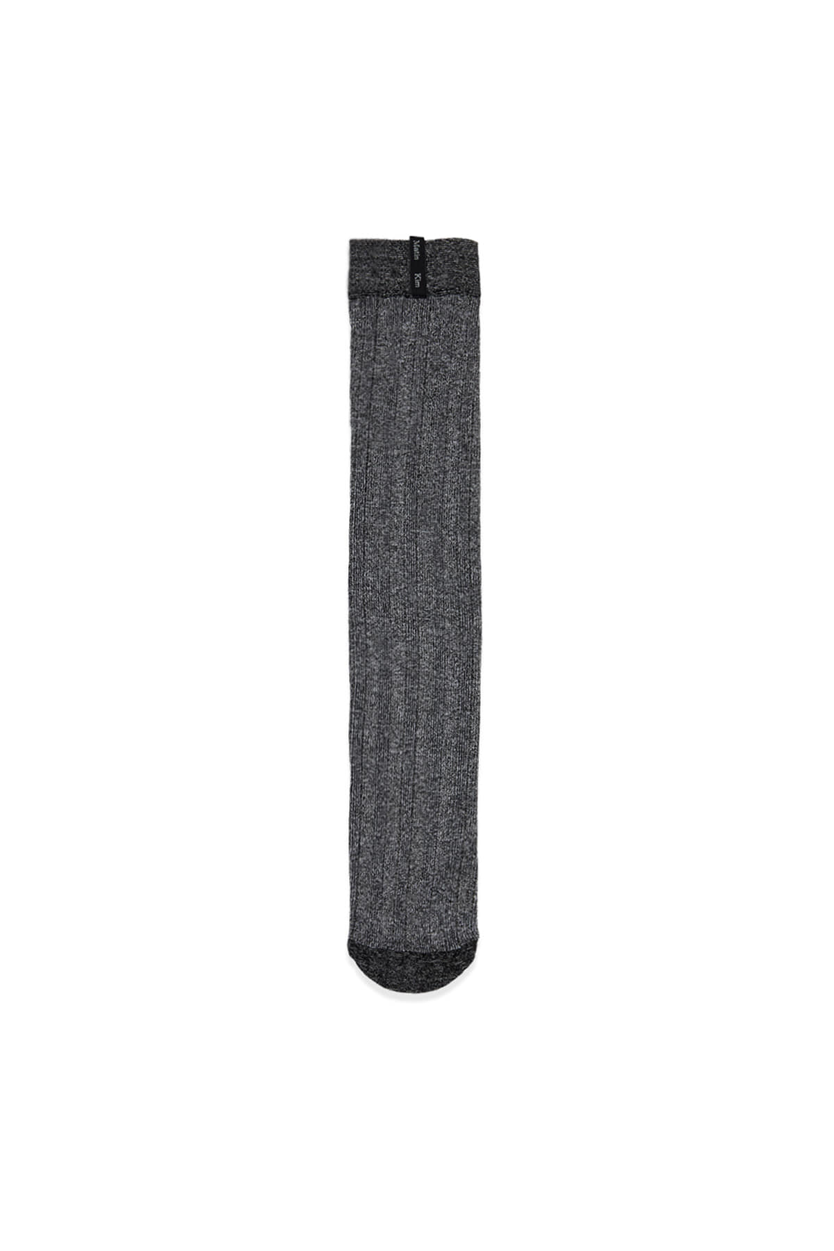 METAL RIBBED STOCKING SOCKS IN CHARCOAL