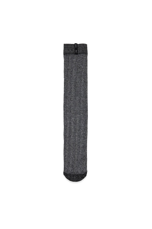 METAL RIBBED STOCKING SOCKS IN CHARCOAL