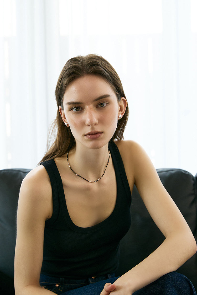 ★[RIIZE Wonbin Worn] 【JUSTLOVER】Midnight Pearl Shine Necklace