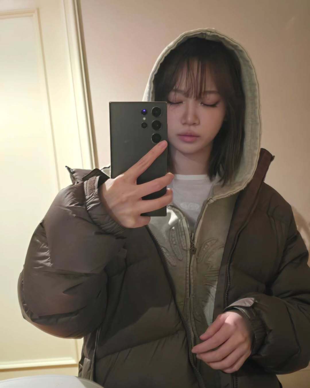 ★[LE SSERAFIM Chaewon Worn] 【ULKIN】Mugung Vintage Two-Way Hooded Zip-Up_Oatmeal