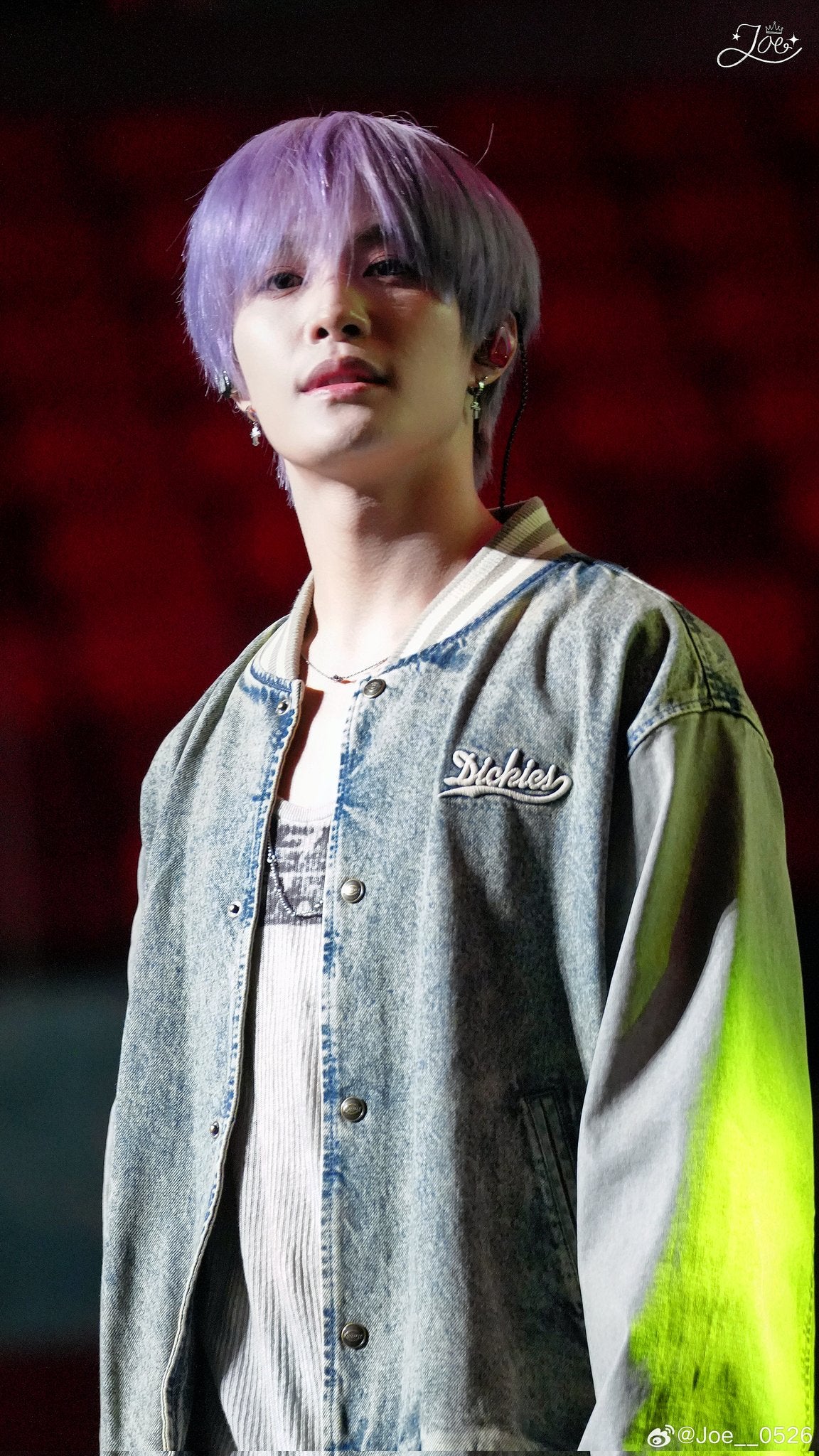 ★[NCT YANGYANG Worn] 【DICKIES】Wave Logo Denim Bomber Jacket Tinted Denim