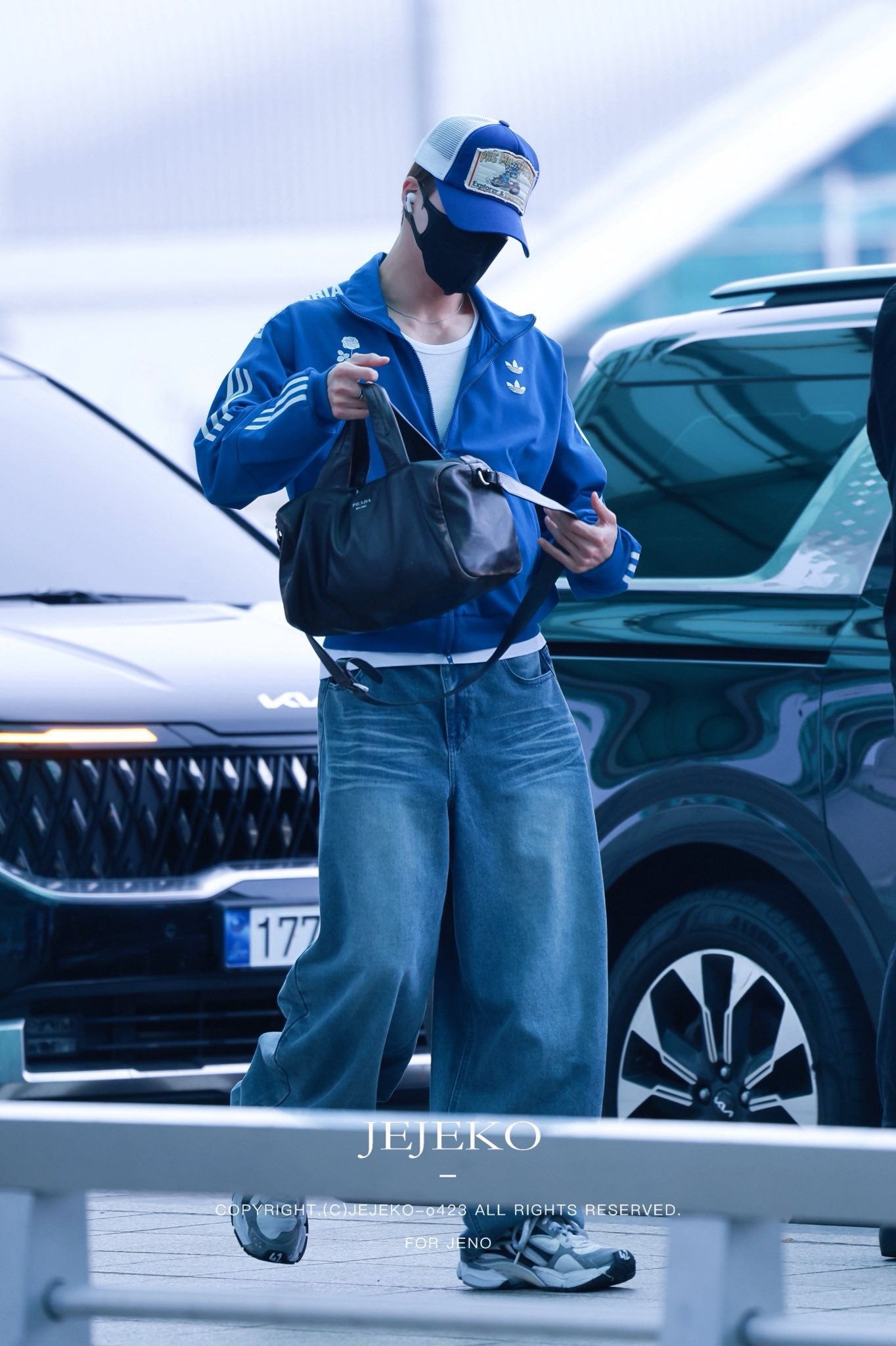 ★[NCT JENO Worn] 【HONDA MOTORCYCLE】Riding Bear Mesh Ball Cap Blue