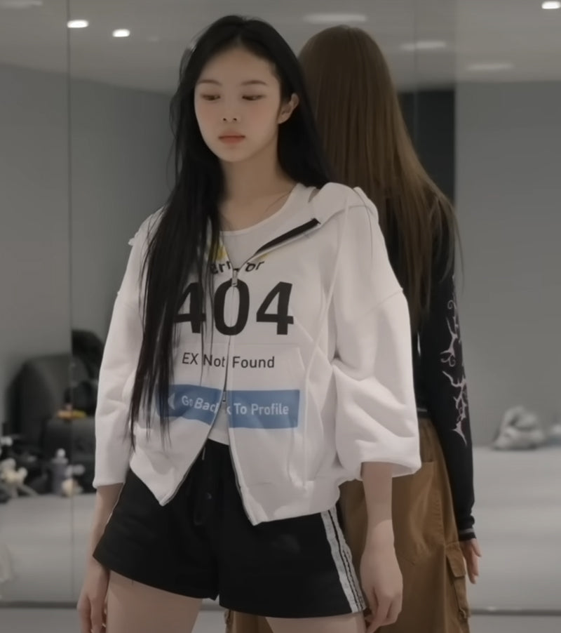 ★[Hearts2Hearts IAN Worn] 【GRAILZ】ERROR 404 ZIP HOODIE [WHITE]