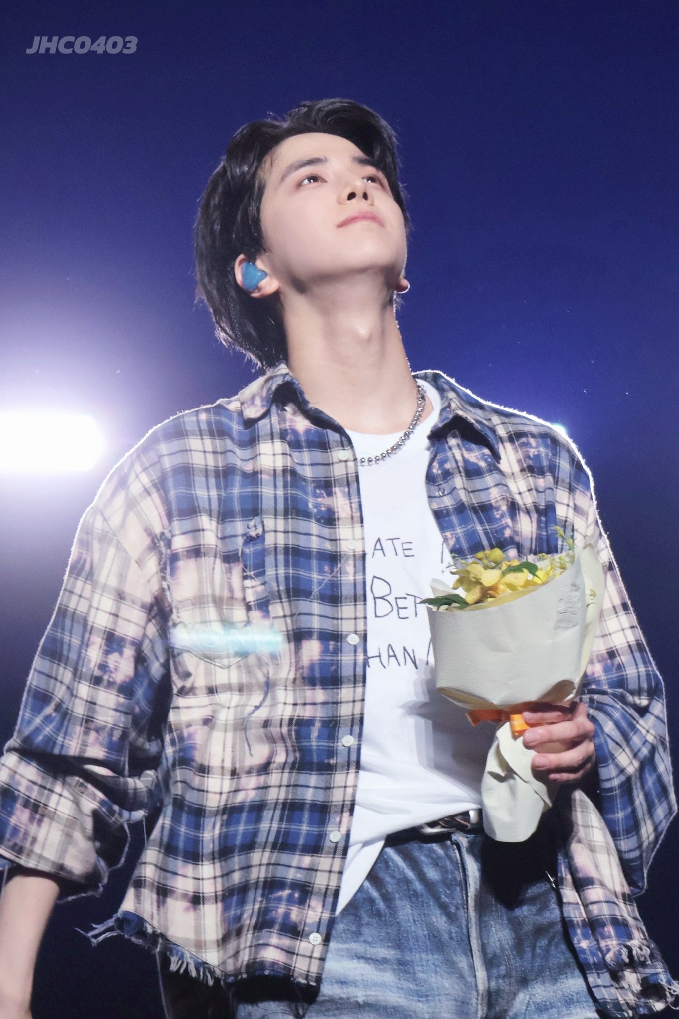 ★[THE BOYZ Younghoon Worn] 【GRAILZ】BLEACHED PLAID SHIRTS [BLUE]