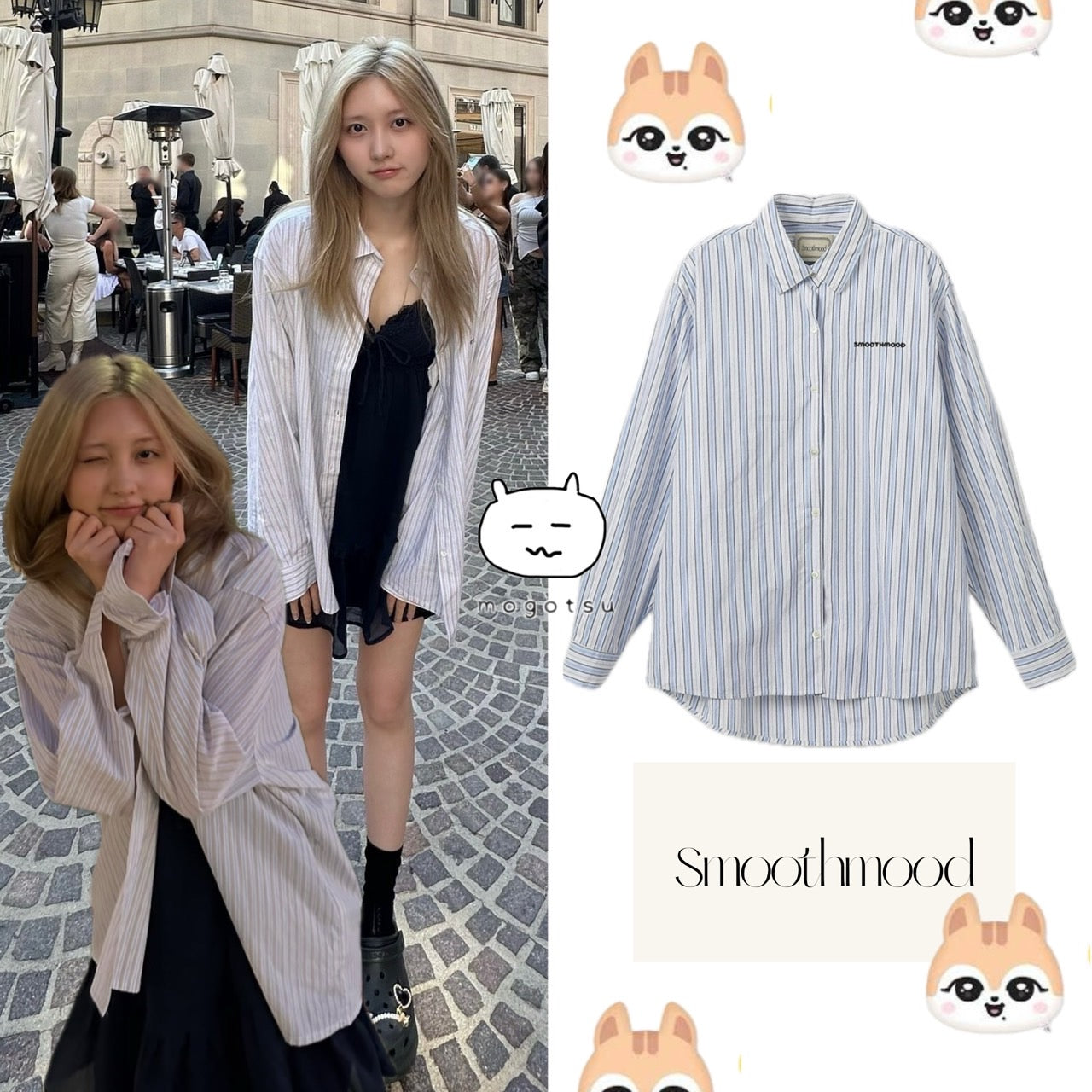 ★[IVE Gaeul Worn] 【Smoothmood】Aberdeen Logo Striped Shirts Classic Blue (6th)