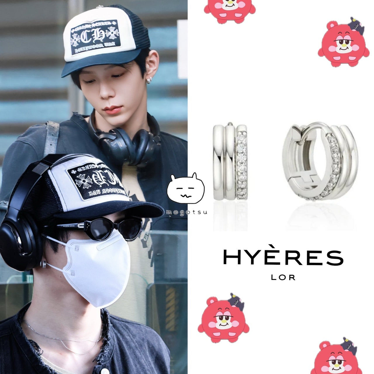 ★[RIIZE Shotaro Worn] 【HYERES LOR】Triple Silver(W) Pave Earrings