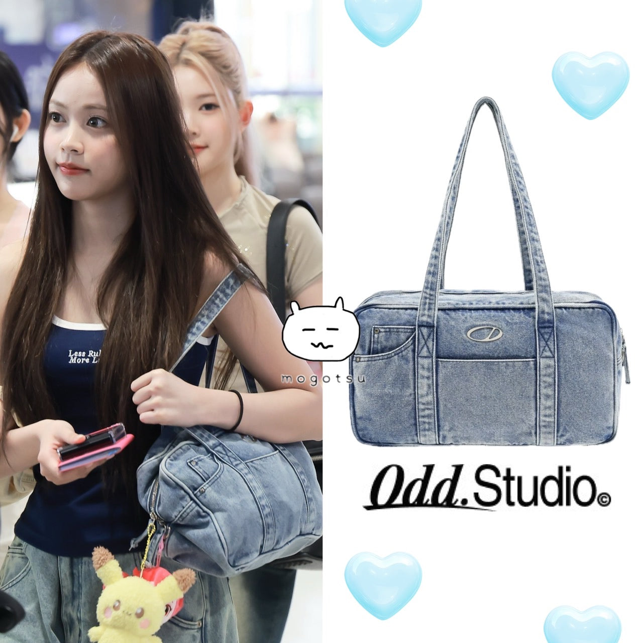 ★[Hearts2Hearts Carmen Worn] 【ODDSTUDIO】Odd signature denim duffel bag