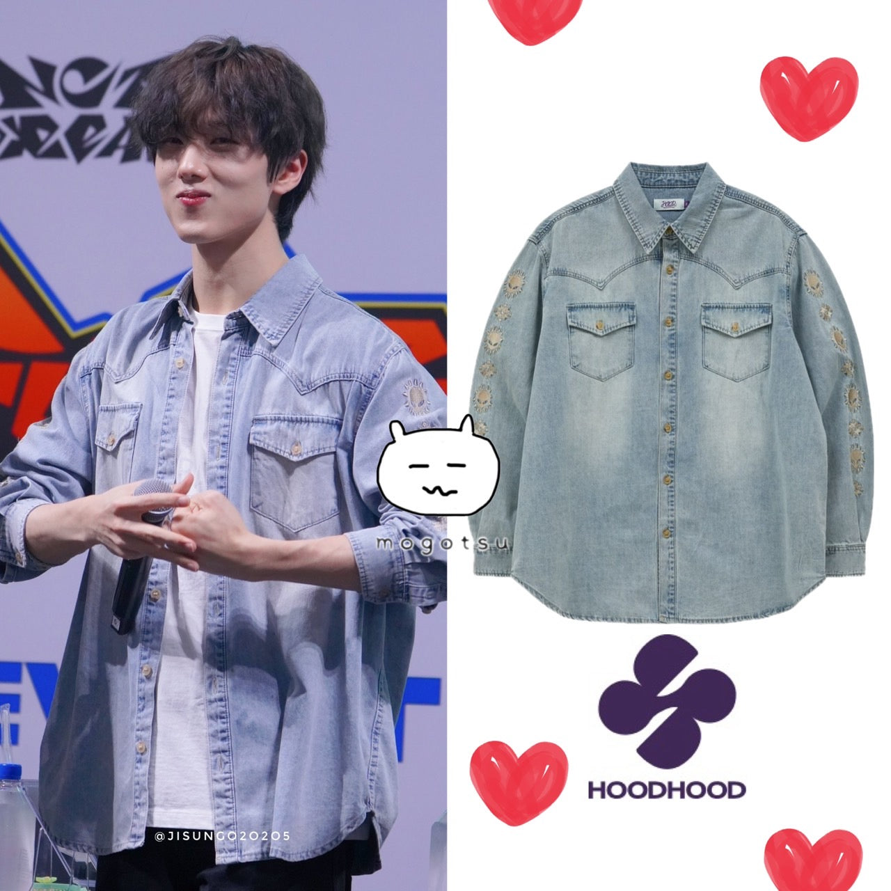 ★[NCT Jisung Worn] 【HOODHOOD】Alien Western denim shirt light blue