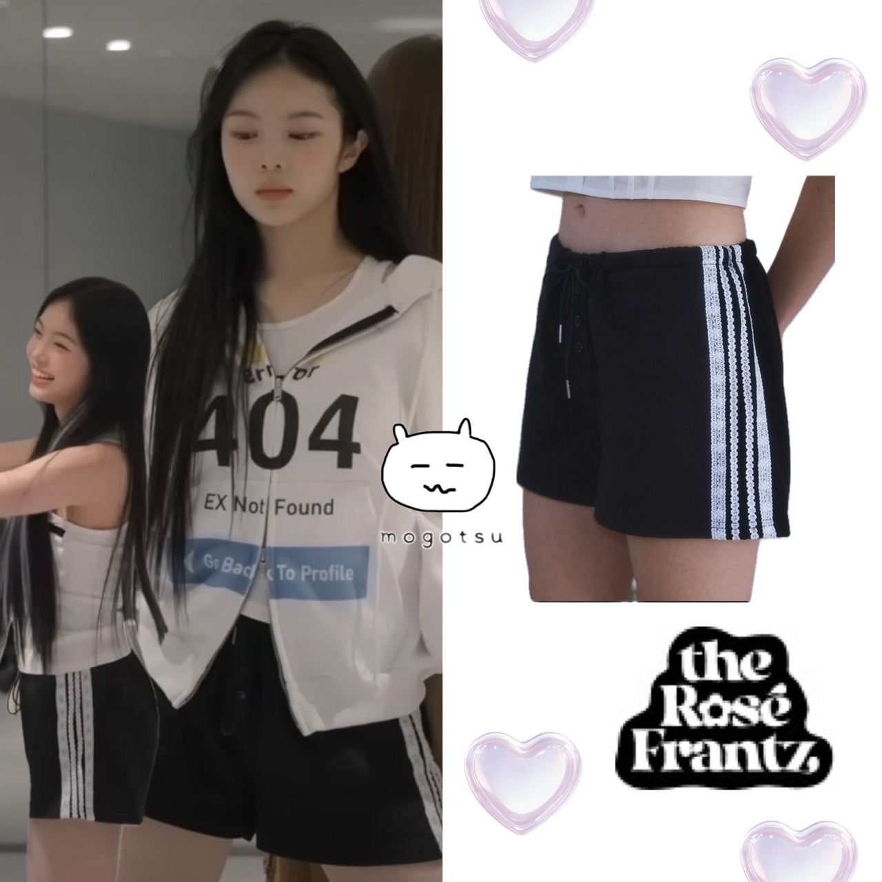 ★[Hearts2Hearts IAN Worn] 【ROSEFRANTZ】Lace Track Shorts [Black]
