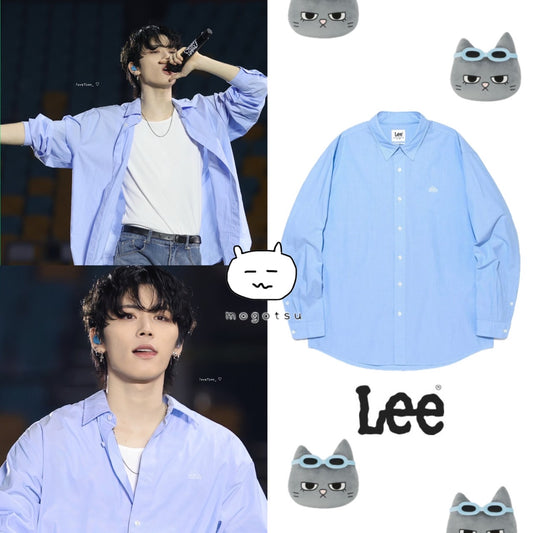 ★[BOYNEXTDOOR Taesan Worn] 【LEE】House Logo Poplin Shirt Blue