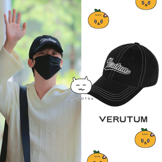 ★[SEVENTEEN Seungkwan Worn] 【VERUTUM】Wave Logo Pigment Stitch Ball Cap Black