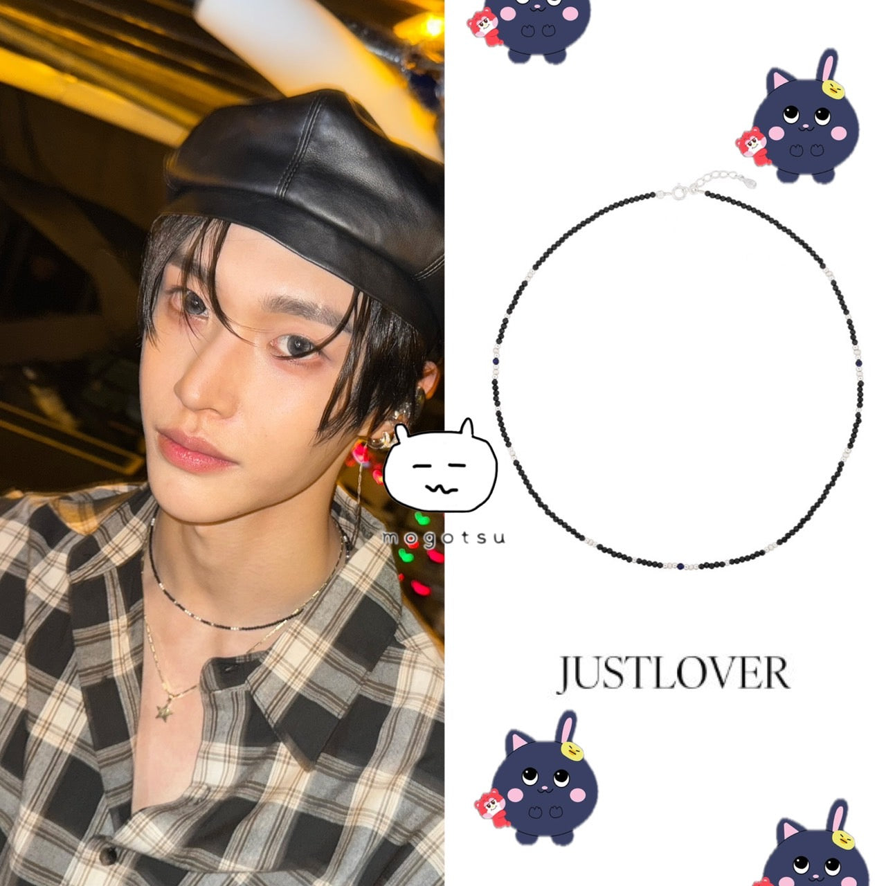 ★[RIIZE Wonbin Worn] 【JUSTLOVER】Midnight Pearl Shine Necklace