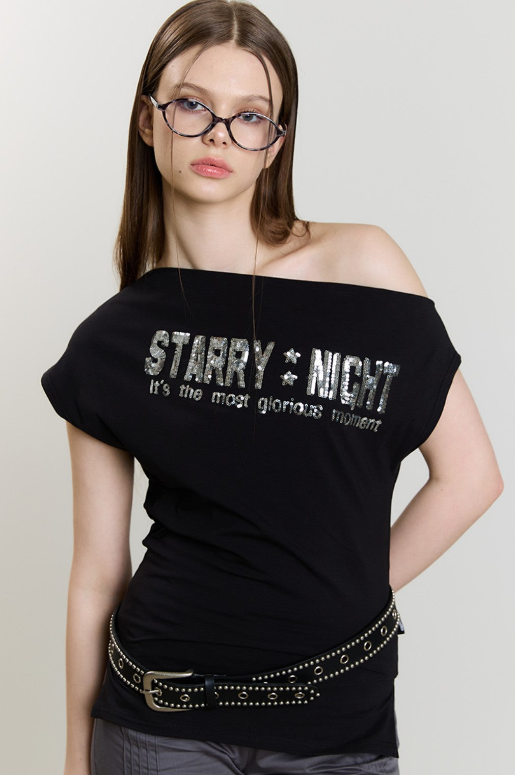 ★[LE SSERAFIM Yunjin Worn] 【LUVISTRUE】SM STUD BELT(BLACK)