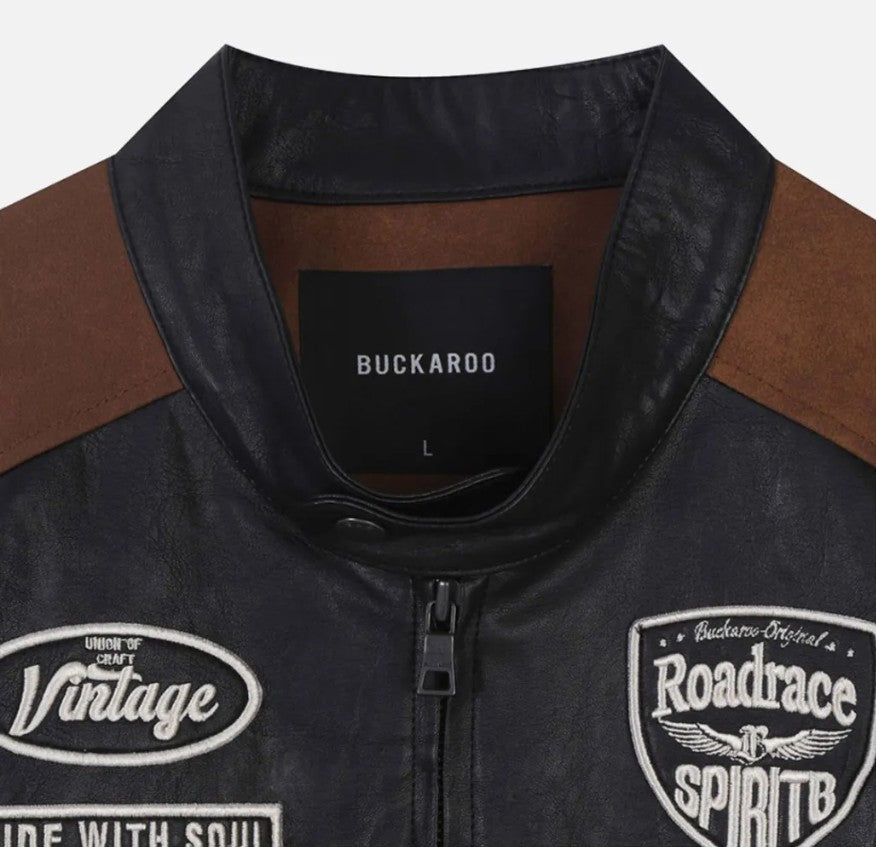 ★[TWICE Jihyo Worn] 【BUCKAROO】artificial leather suede coloring rider jacket brown