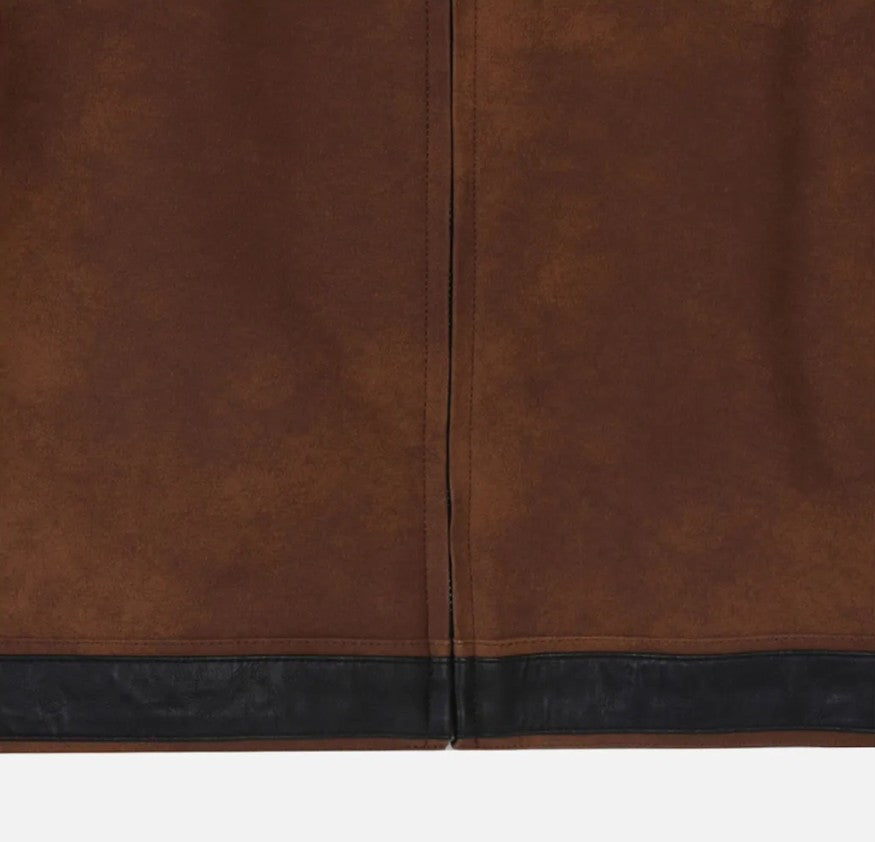 ★[TWICE Jihyo Worn] 【BUCKAROO】artificial leather suede coloring rider jacket brown