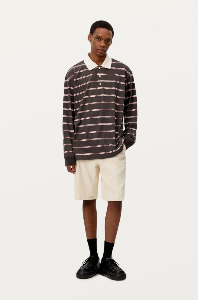 ★[NCT Doyoung Worn] 【Smoothmood】Grey Stripe Rugby T-Shirt