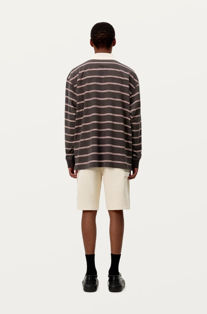 ★[NCT Doyoung Worn] 【Smoothmood】Grey Stripe Rugby T-Shirt