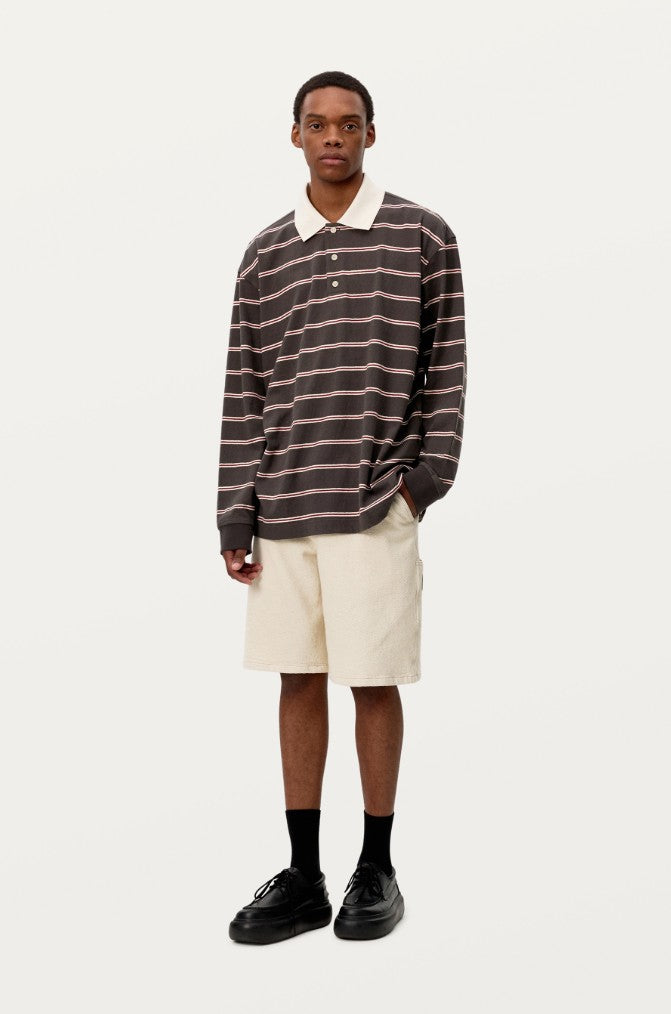 ★[NCT Doyoung Worn] 【Smoothmood】Grey Stripe Rugby T-Shirt