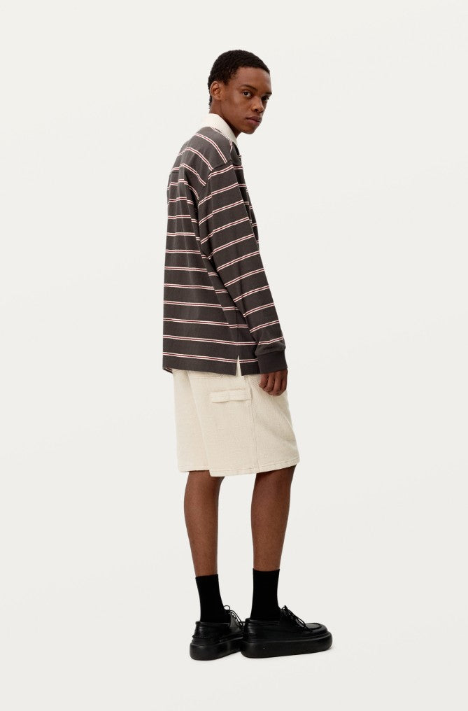 ★[NCT Doyoung Worn] 【Smoothmood】Grey Stripe Rugby T-Shirt