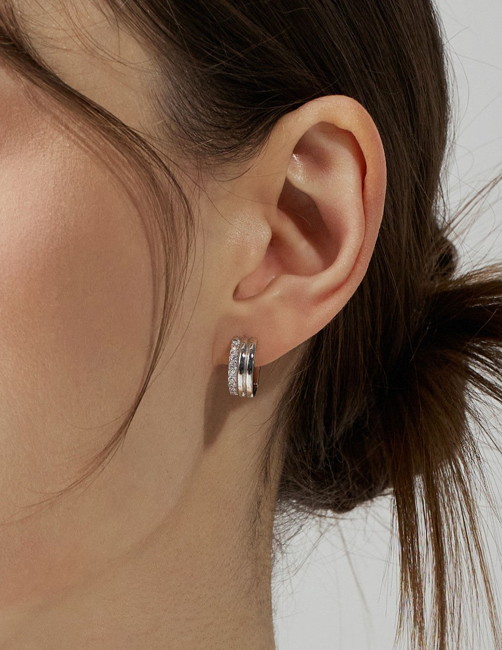 ★[RIIZE Shotaro Worn] 【HYERES LOR】Triple Silver(W) Pave Earrings