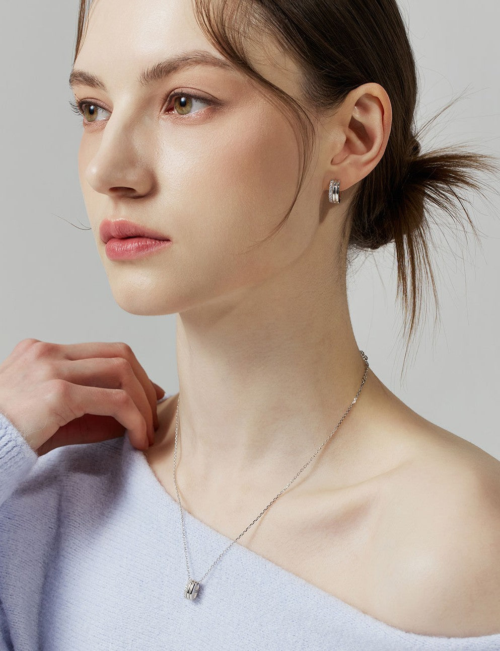 ★[RIIZE Shotaro Worn] 【HYERES LOR】Triple Silver(W) Pave Earrings
