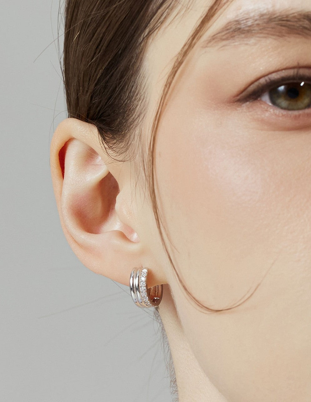 ★[RIIZE Shotaro Worn] 【HYERES LOR】Triple Silver(W) Pave Earrings