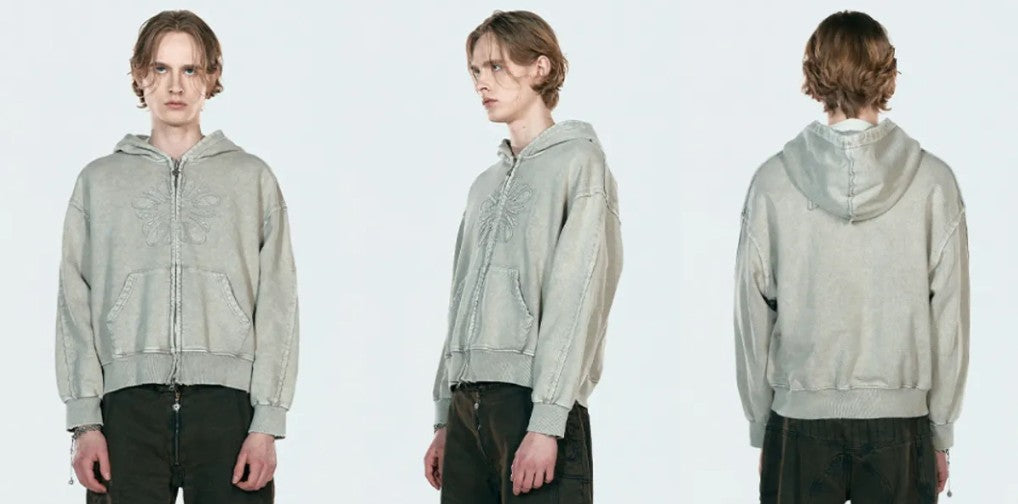 ★[LE SSERAFIM Chaewon Worn] 【ULKIN】Mugung Vintage Two-Way Hooded Zip-Up_Oatmeal