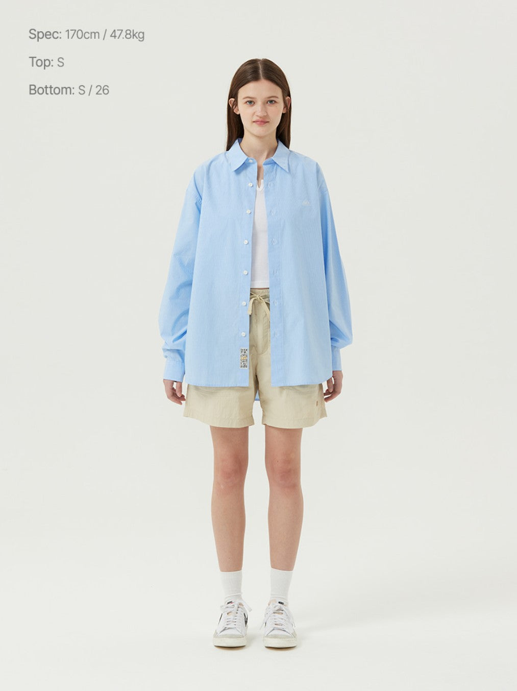 ★[BOYNEXTDOOR Taesan Worn] 【LEE】House Logo Poplin Shirt Blue