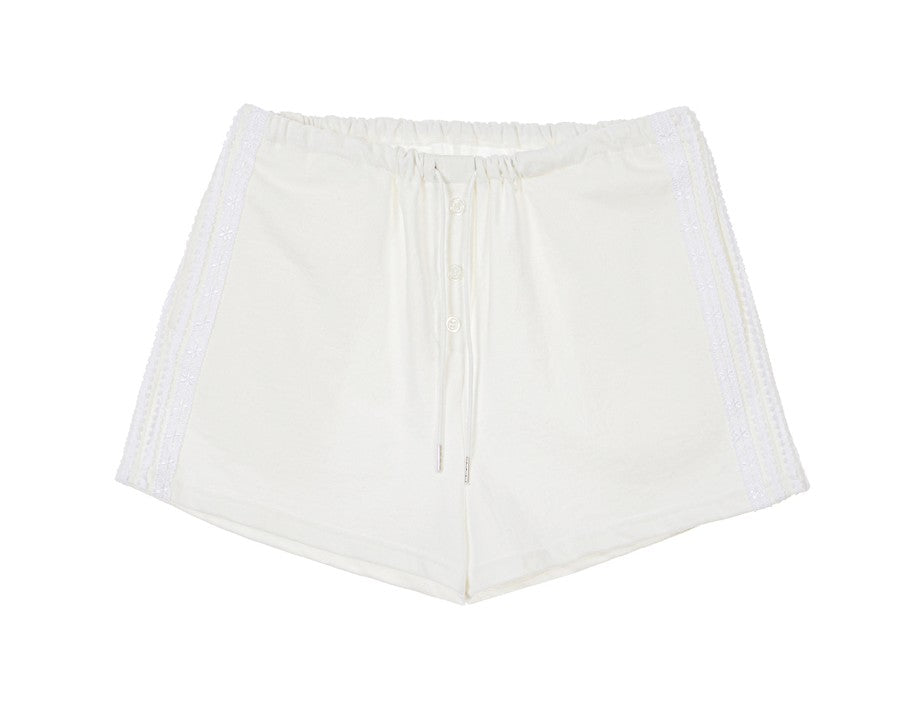 ★[Hearts2Hearts IAN Worn] 【ROSEFRANTZ】Lace Track Shorts [Black]
